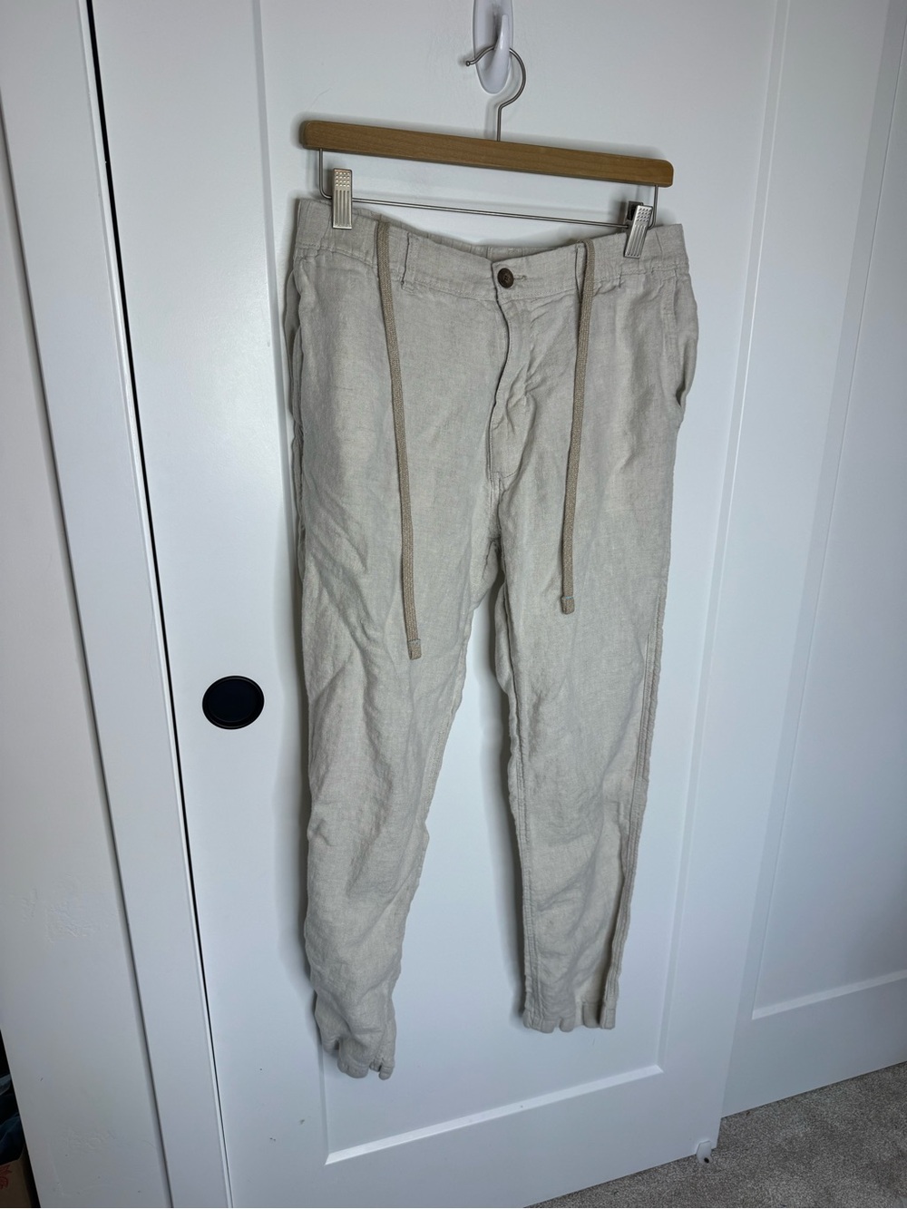 Caribbean 100% Linen Tan Drawstring Beach Resort Pants Size 34x32